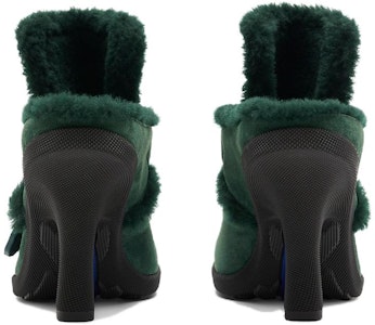 博柏利 高地绒面方头套脚高跟包头拖鞋 9厘米 女款 绿色 Purchase 博柏利 高地绒面方头套脚高跟包头拖鞋 9厘米 女款 绿色