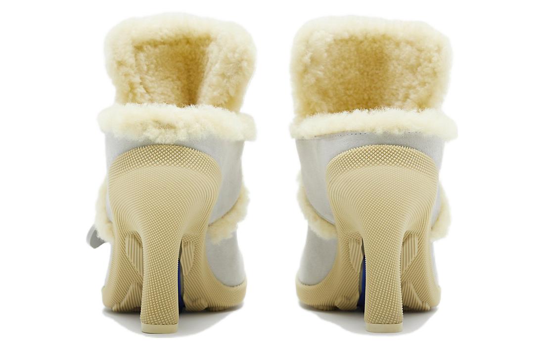 Shop (W) Burberry Highland Peep-Toe Slipper 'Foam White' Putih 80773791