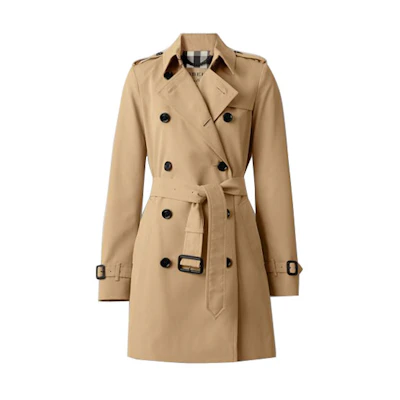 (Women) Burberry Honey Beige Mid-Length Trench Coat Double-Breasted 80271961