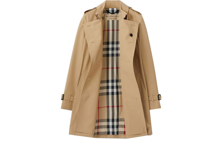 Lookbook (W) Abrigo Burberry Beige Miel Largo Medio Doble Botonadura 80271961