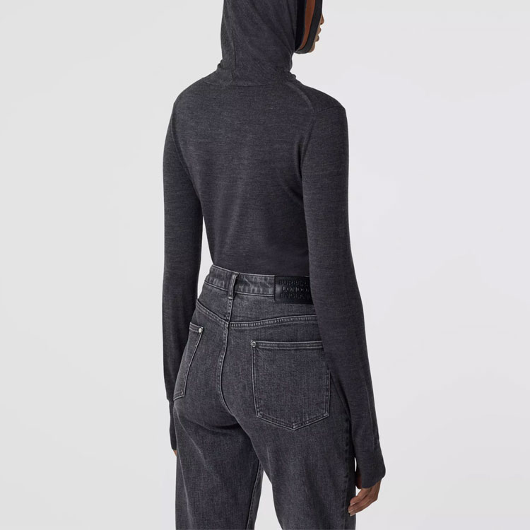 (Women) Burberry Hoodie Wool Sweater Dark Heather Gray 80372121 圖 5