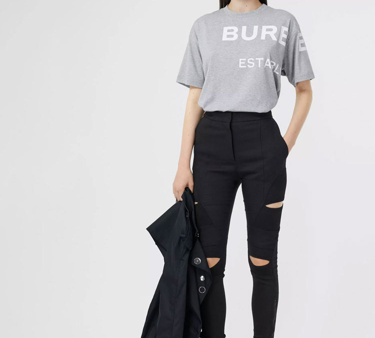 (Women) Burberry Horseferry Cotton Oversized T-Shirt Light Grey 80289041 圖 3