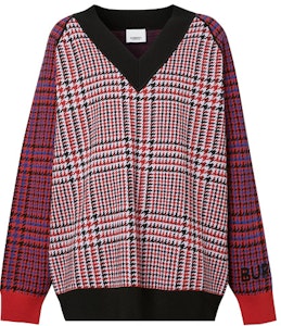 (W) 博柏利红色千鸟格美利奴羊毛针织毛衣 80378291 Order (W) 博柏利红色千鸟格美利奴羊毛针织毛衣 80378291