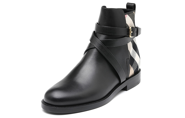 Order (W) バーバリー ハウスチェック アンクルブーツ (黒) 8042366