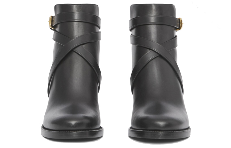 Lookbook (W) 博柏利格纹饰边短靴‘黑米色’ 80423681