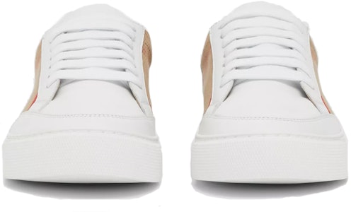 博柏利 House 皮革 格紋拼運動 時尚板鞋 女款 光白色 Shop 博柏利 House 皮革 格紋拼運動 時尚板鞋 女款 光白色