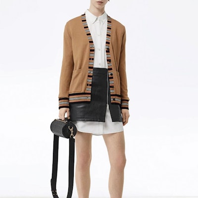 (Women) Burberry Icon Stripe Merino Wool Cardigan Sweater Camel 8010606 Purchase (Women) Burberry Icon Stripe Merino Wool Cardigan Sweater Camel 8010606