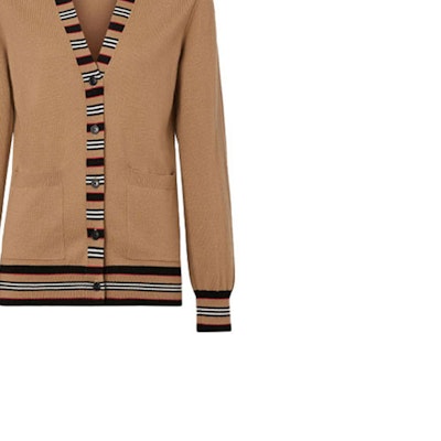 (Women) Burberry Icon Stripe Merino Wool Cardigan Sweater Camel 8010606 Sizing (Women) Burberry Icon Stripe Merino Wool Cardigan Sweater Camel 8010606