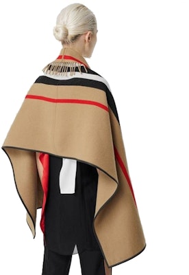 (Women) Burberry Icon Stripe Wool Fringe Shawl Vintage Beige 80194151 Purchase (Women) Burberry Icon Stripe Wool Fringe Shawl Vintage Beige 80194151