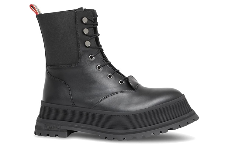 (W) Burberry Iconic Strip Chunk Boots Black Leather 圖 2