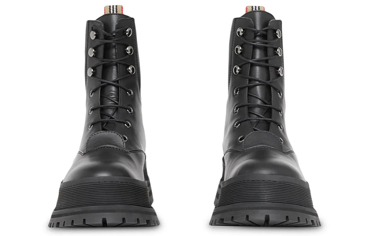 (W) Burberry Iconic Strip Chunk Boots Black Leather 圖 3