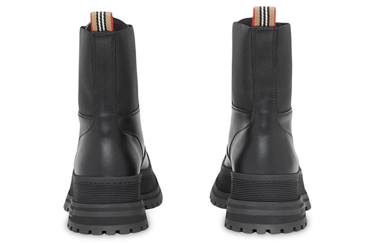 (W) Burberry Iconic Strip Chunk Boots Black Leather 圖 4