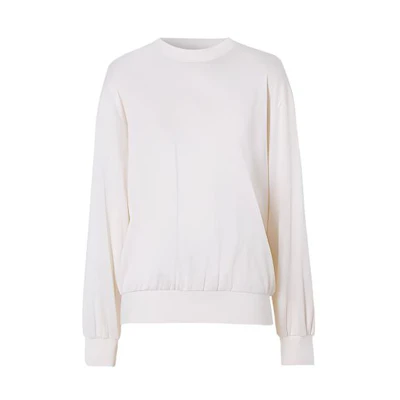 (Women) Burberry Ivory Knit Pullover - FW21 Cotton Blend Elastic Waist Sweater 80449581