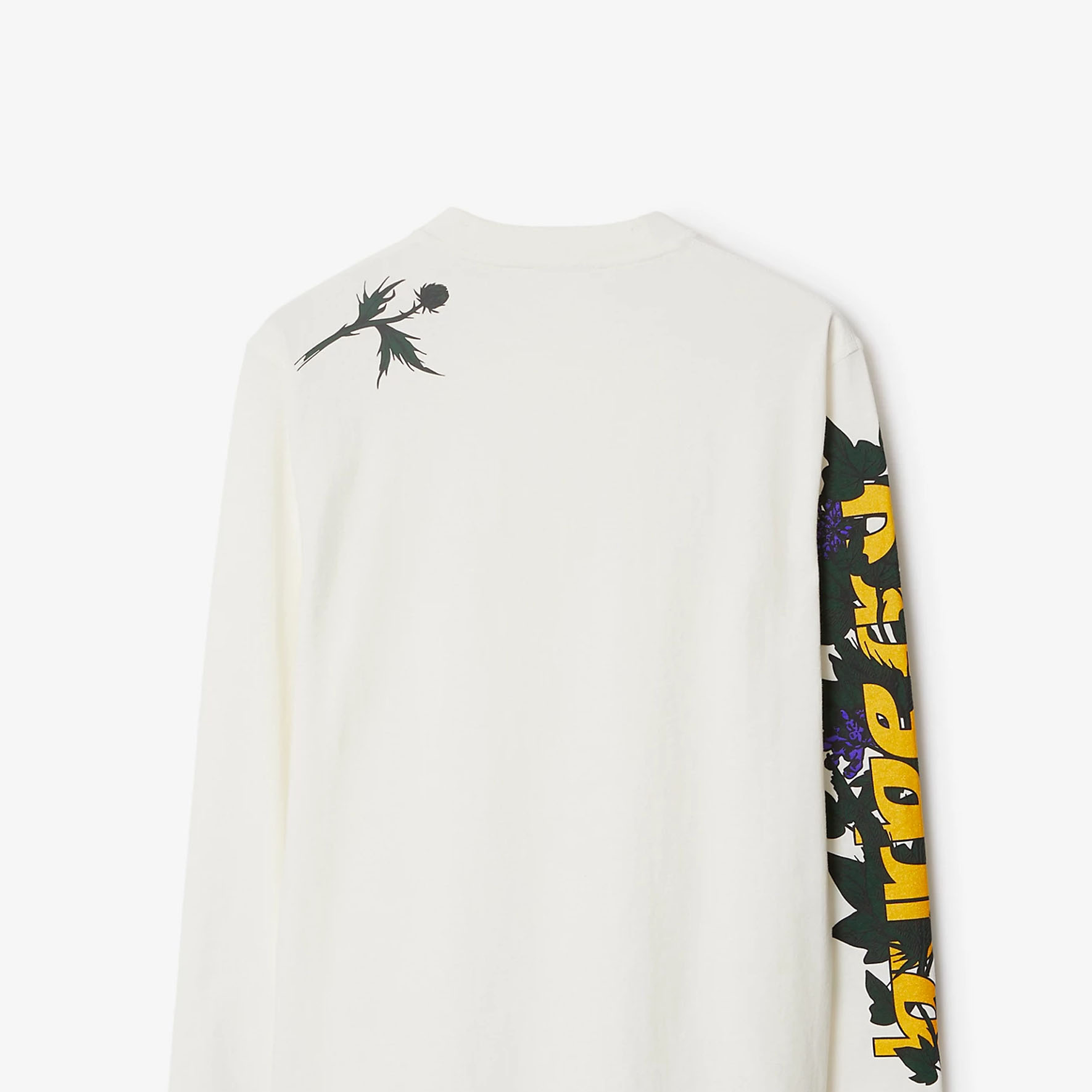 Cheap (W) Burberry Ivy Print Oversized Long Sleeve T-Shirt Wanita SS24 - Salt Crystal. 80906421