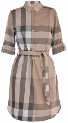(W) Burberry Khaki Check Baju Gaun Kapas A-Line Lengan Pendek 80277071 Buy (W) Burberry Khaki Check Baju Gaun Kapas A-Line Lengan Pendek 80277071