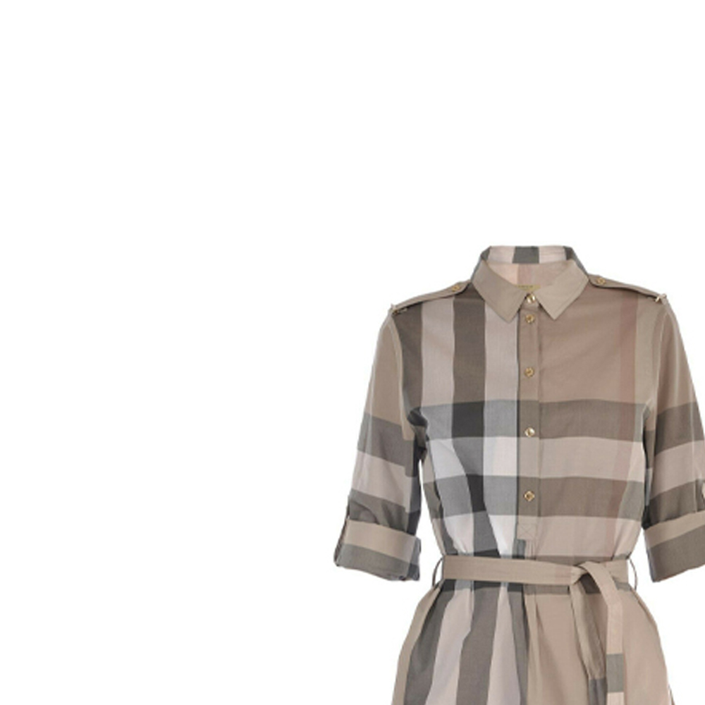 Purchase (W) Burberry Khaki Check Baju Gaun Kapas A-Line Lengan Pendek 80277071