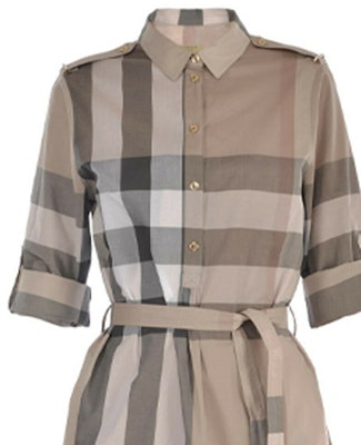 (W) Burberry Khaki Check Baju Gaun Kapas A-Line Lengan Pendek 80277071 Purchase (W) Burberry Khaki Check Baju Gaun Kapas A-Line Lengan Pendek 80277071