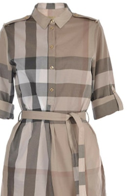 (W) Burberry Khaki Check Baju Gaun Kapas A-Line Lengan Pendek 80277071 Sizing (W) Burberry Khaki Check Baju Gaun Kapas A-Line Lengan Pendek 80277071