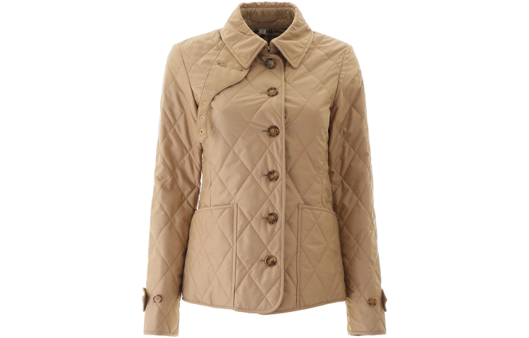 (Women) Burberry Khaki Single-Breasted Long Sleeve Cotton Jacket 80233211