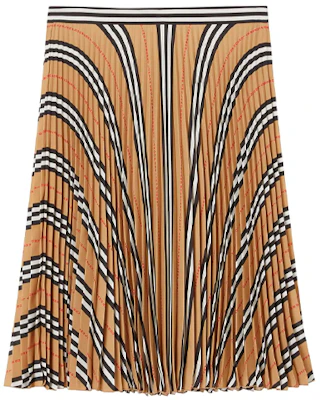 (W) Burberry Khaki Striped A-Line Pleated Midi Skirt dalam Warna Khaki. 80256711 Order (W) Burberry Khaki Striped A-Line Pleated Midi Skirt dalam Warna Khaki. 80256711