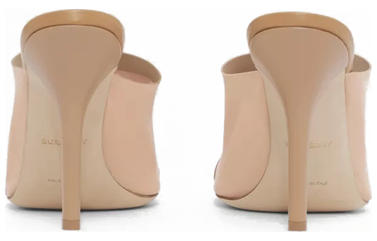 Shop (W) バーバリー ニット&レザー ミュール (ベージュ) 80526181