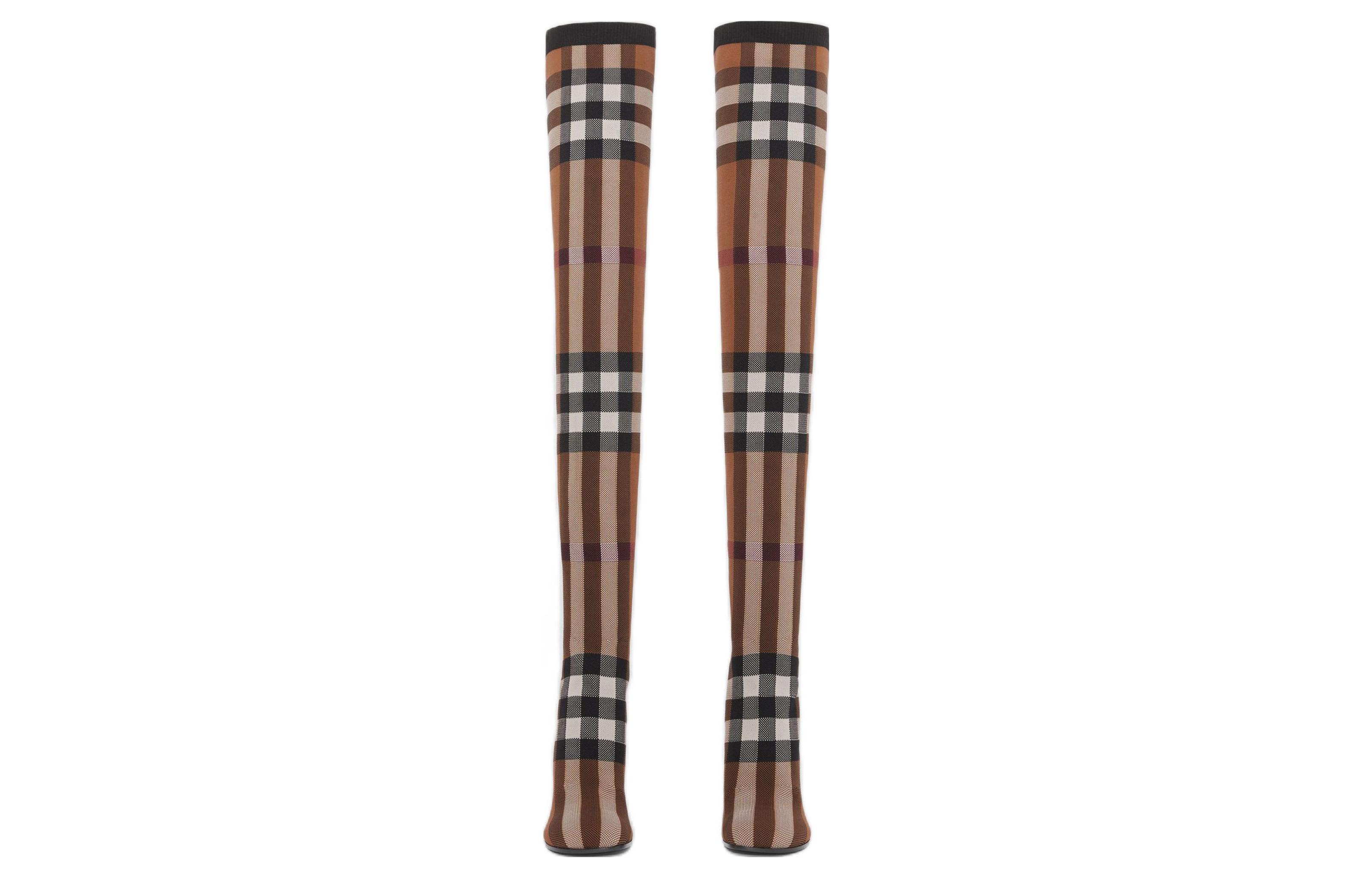(W) Burberry Knit Check Over-The-Knee Boots 'Birch Brown' 圖 3