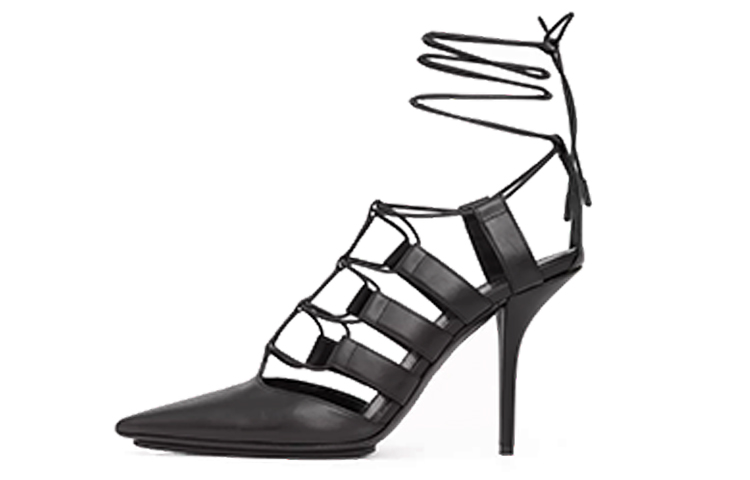 (Women) Burberry Lace-Up Cut-Out Leather High Heels 'Black' 80419481