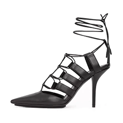 (W) Burberry Lace-Up Cut-Out Leather High Heels 'Black'