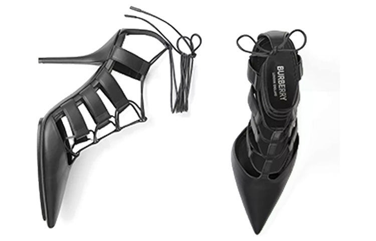 Order (W) Burberry Sepatu High Heels Kulit Cut-Out Tali 'Hitam' 80419481