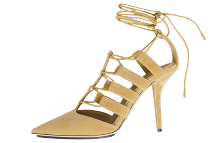 Buy (W) Burberry Sepatu Hak Tinggi Beludru Renda Lancip 'Beige' 80428111