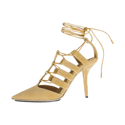 (W) Burberry Lace Velvet Lace Pointed High Heels 'Beige'