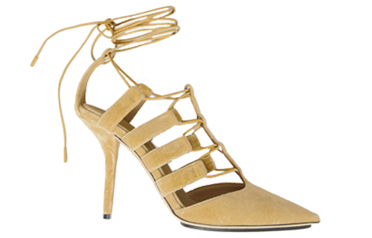 Order (W) Burberry Sepatu Hak Tinggi Beludru Renda Lancip 'Beige' 80428111