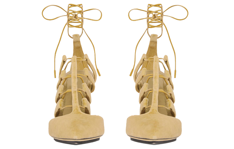 Lookbook (W) Burberry Sepatu Hak Tinggi Beludru Renda Lancip 'Beige' 80428111