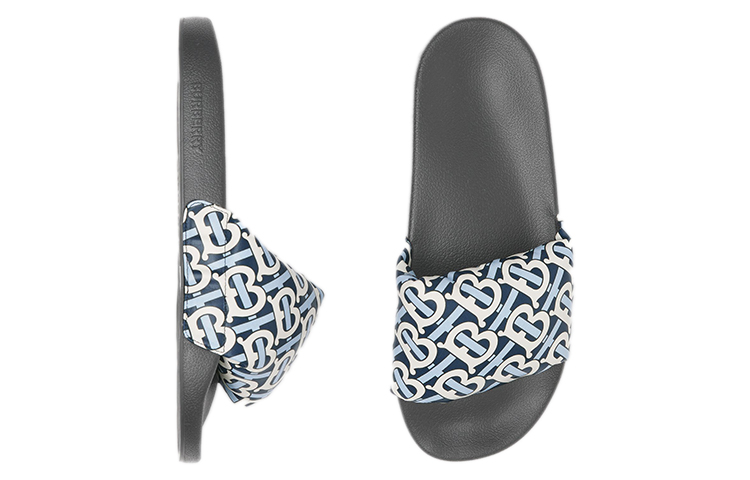 (W) Burberry Lamb Leather Slippers 'Cobalt Blue Monogram' 圖 4