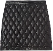 (Women) Burberry Lambskin Quilted A-Line Leather Mini Skirt Black 80377671 (Women) Burberry Lambskin Quilted A-Line Leather Mini Skirt Black 80377671