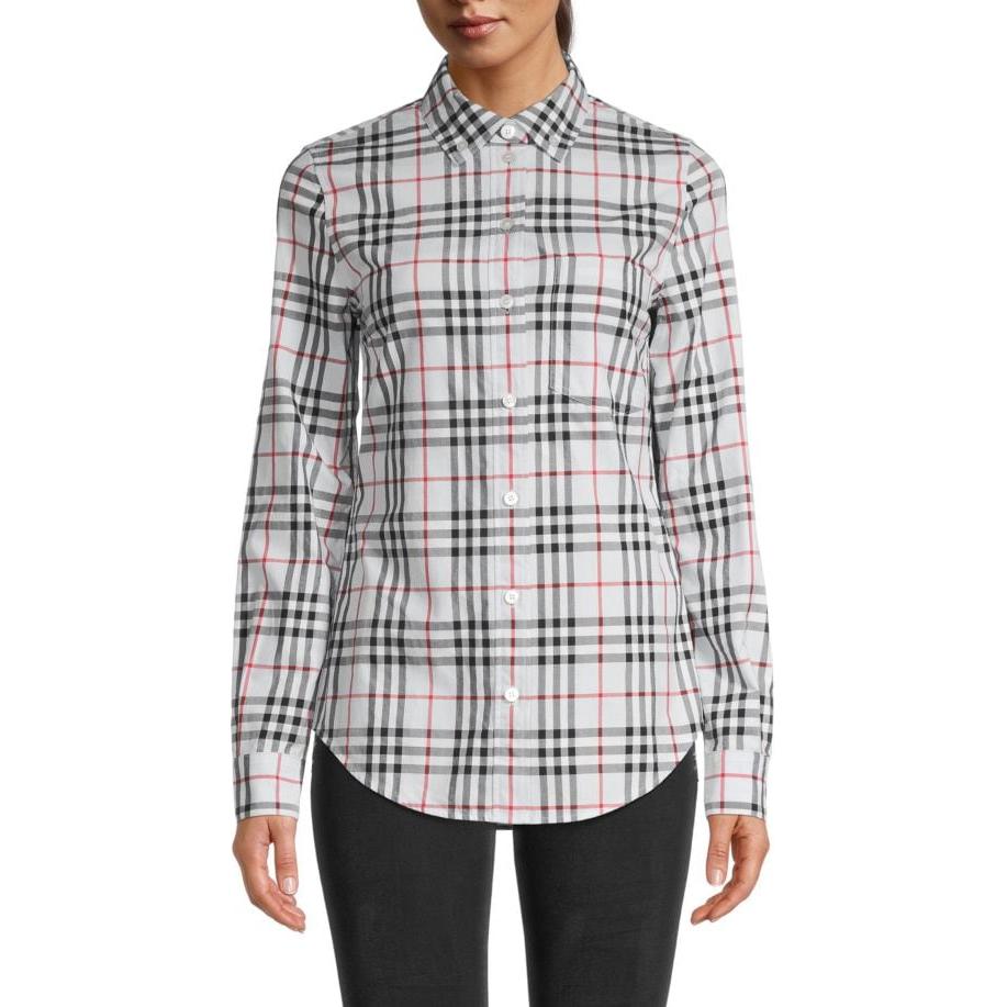 (Women) Burberry Lapwing Slim Fit Checkered Long Sleeve Shirt Blue for Women. 80742171 圖 2