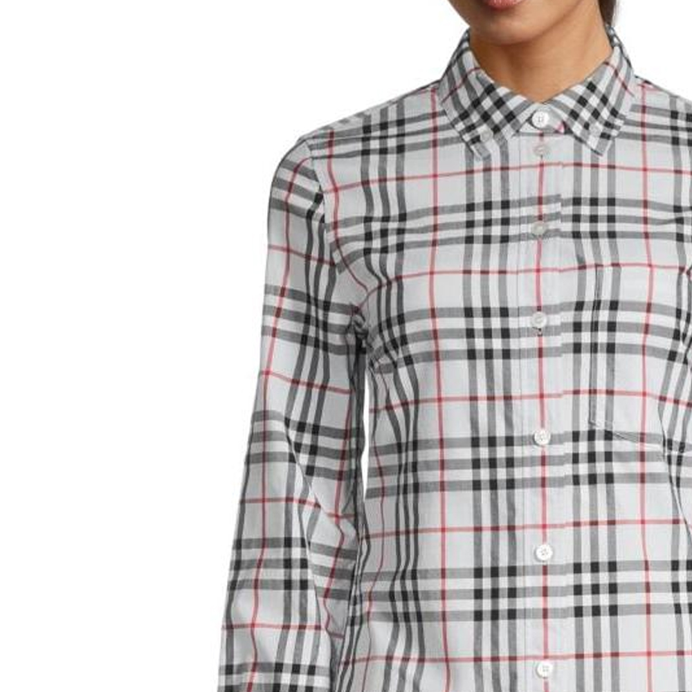 (Women) Burberry Lapwing Slim Fit Checkered Long Sleeve Shirt Blue for Women. 80742171 圖 4