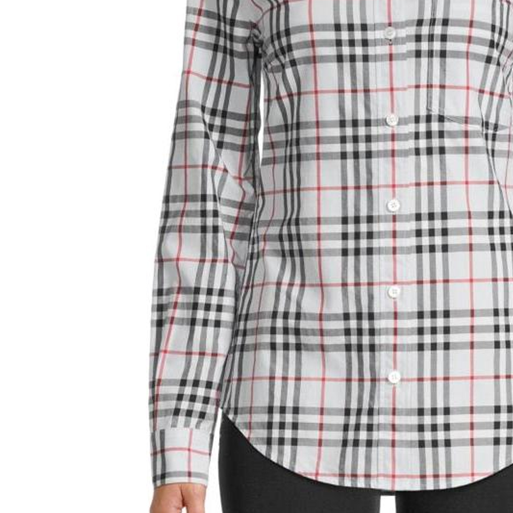 (Women) Burberry Lapwing Slim Fit Checkered Long Sleeve Shirt Blue for Women. 80742171 圖 5