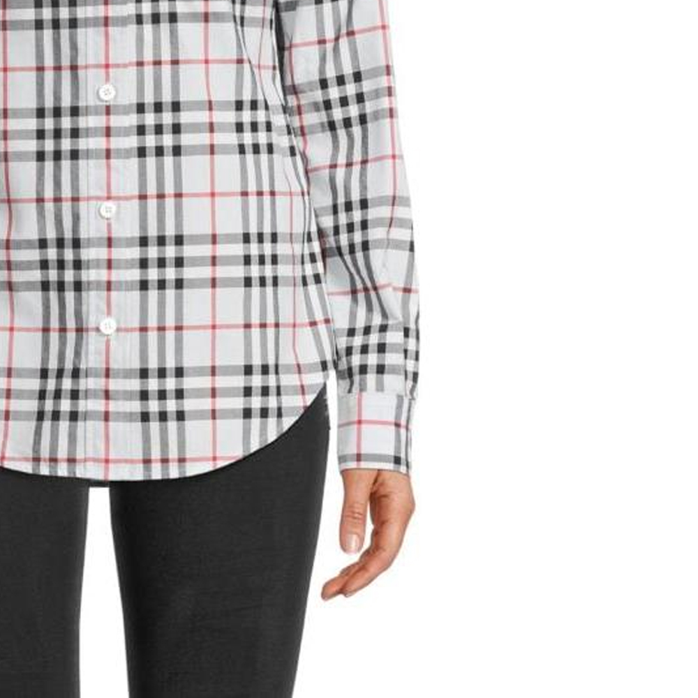 (Women) Burberry Lapwing Slim Fit Checkered Long Sleeve Shirt Blue for Women. 80742171 圖 6