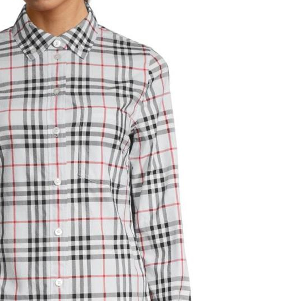 (Women) Burberry Lapwing Slim Fit Checkered Long Sleeve Shirt Blue for Women. 80742171 圖 7