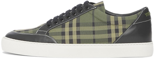 (Women) Burberry Leather and Check Cotton 'Military Green' 80421691 (Women) Burberry Leather and Check Cotton 'Military Green' 80421691