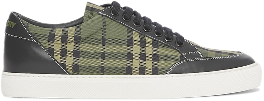 (W) Burberry Kulit dan Katun Kotak 'Hijau Militer' 80421691 Order (W) Burberry Kulit dan Katun Kotak 'Hijau Militer' 80421691