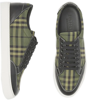 (W) Burberry Leder und Check Baumwolle ''Militärgrün'' 80421691 Shop (W) Burberry Leder und Check Baumwolle ''Militärgrün'' 80421691