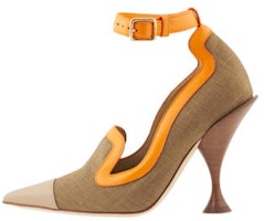 (Women) Burberry Leather and Fabric Pointed Toe High Heels 'Brown Fashion' 8019976 (Women) Burberry Leather and Fabric Pointed Toe High Heels 'Brown Fashion' 8019976