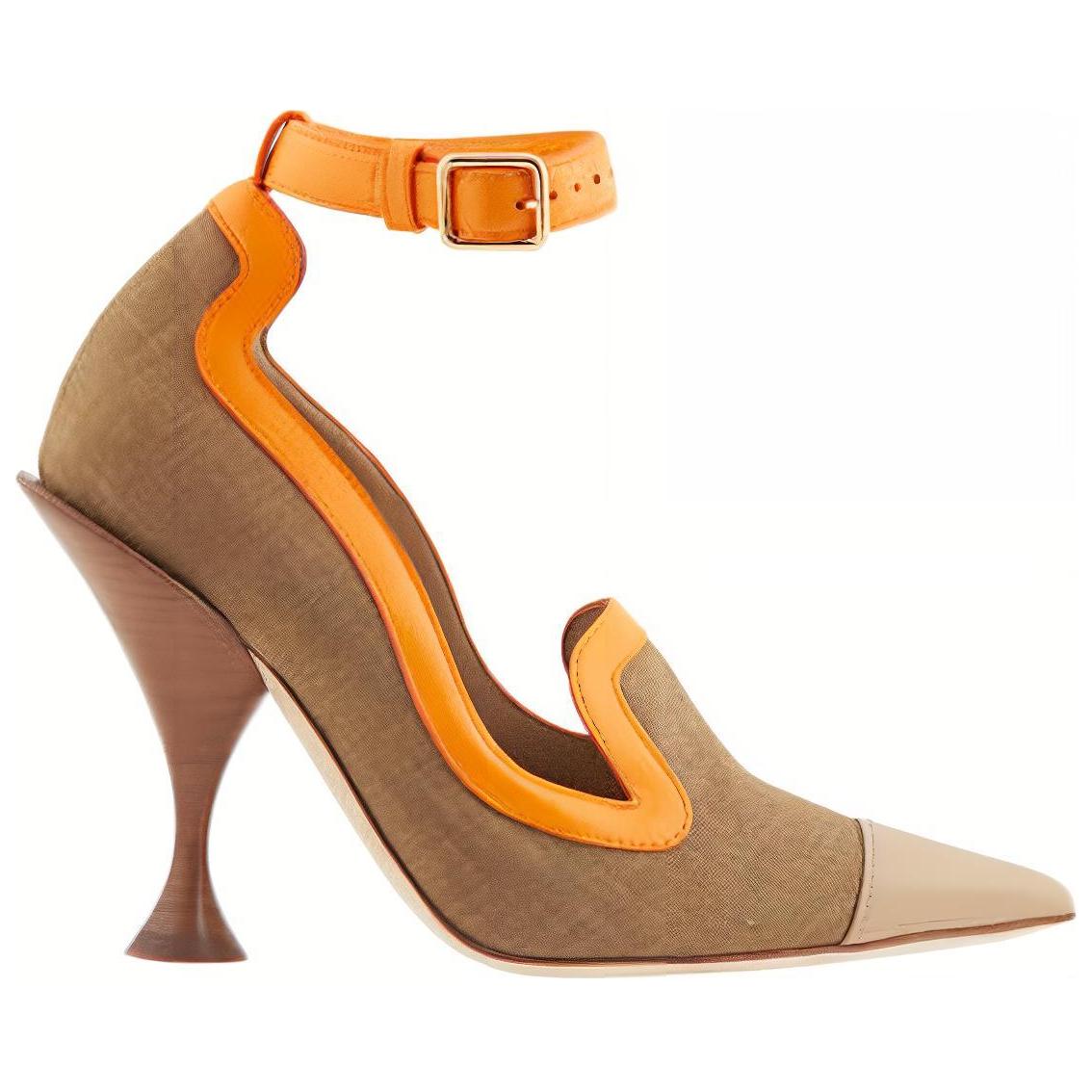 Order (Women) Burberry Leather and Fabric Pointed Toe High Heels 'Brown Fashion' 8019976