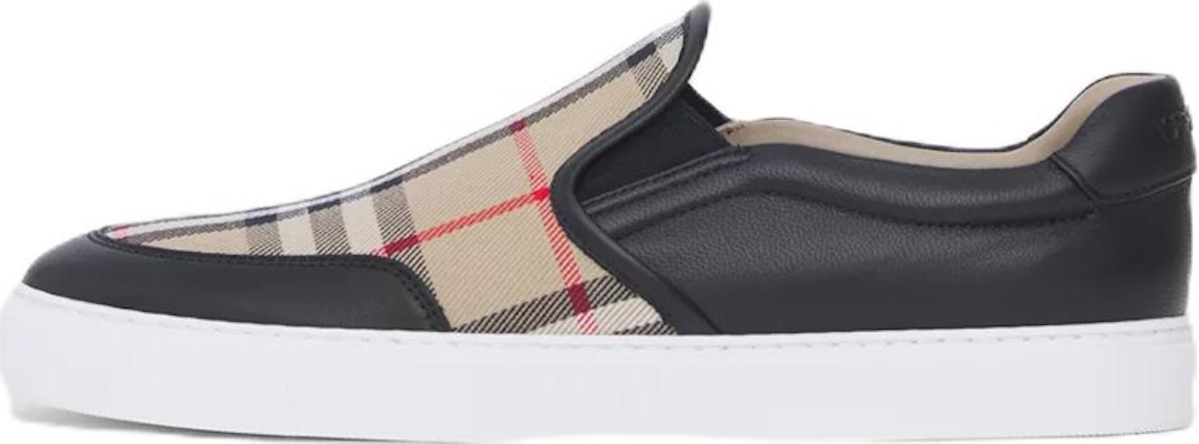(Women) Burberry Leather and Vintage Check Slip-On Sneaker 'Beige Black' 80432131 Buy (Women) Burberry Leather and Vintage Check Slip-On Sneaker 'Beige Black' 80432131