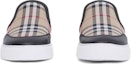 Order (W) Burberry Kulit dan Corak Vintage Slip-On Sneaker 'Beige Black' 80432131