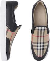 Lookbook Burberry 巴寶麗 皮革與復古格紋套穿式運動鞋 女款 米黑色
