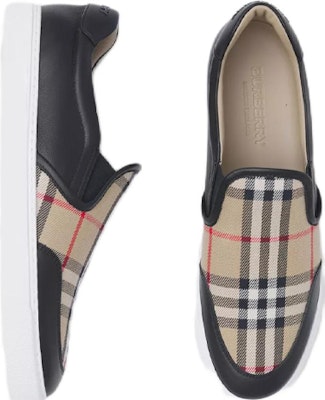 (Women) Burberry Leather and Vintage Check Slip-On Sneaker 'Beige Black' 80432131 Lookbook (Women) Burberry Leather and Vintage Check Slip-On Sneaker 'Beige Black' 80432131