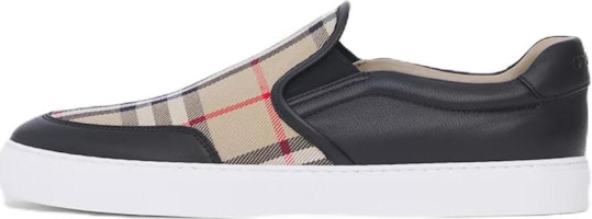 (Women) Burberry Leather and Vintage Check Slip-On Sneaker 'Beige Black' 80432131 (Women) Burberry Leather and Vintage Check Slip-On Sneaker 'Beige Black' 80432131